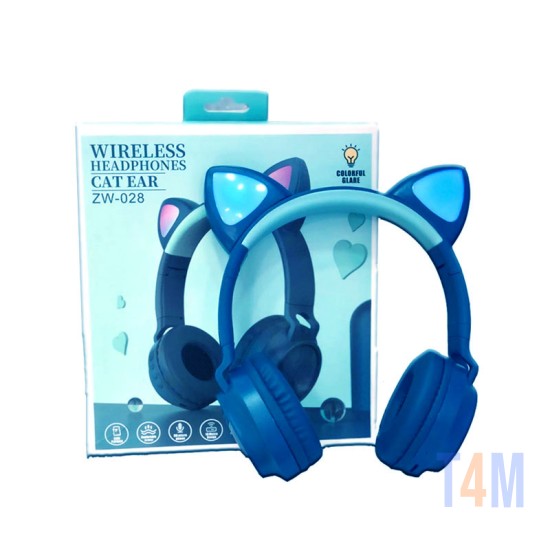 CAT EAR BLUETOOTH HEADPHONE WIRELESS ZW-028 BLUE